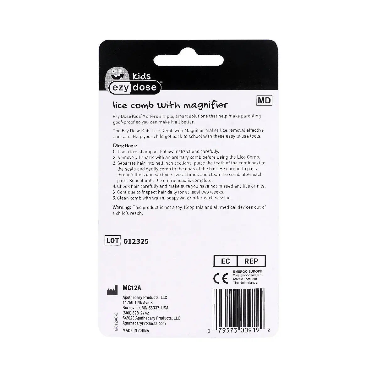 4-Ezy Dose Lice Comb With Magnifier-MC12A +3