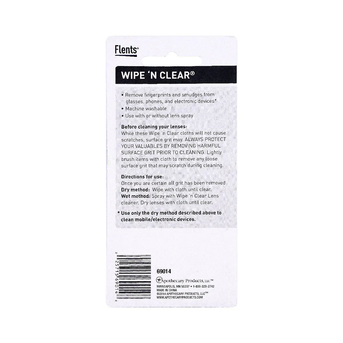 2-Flents Wipe N Clear Lens Cloth 1pc-69014 +1
