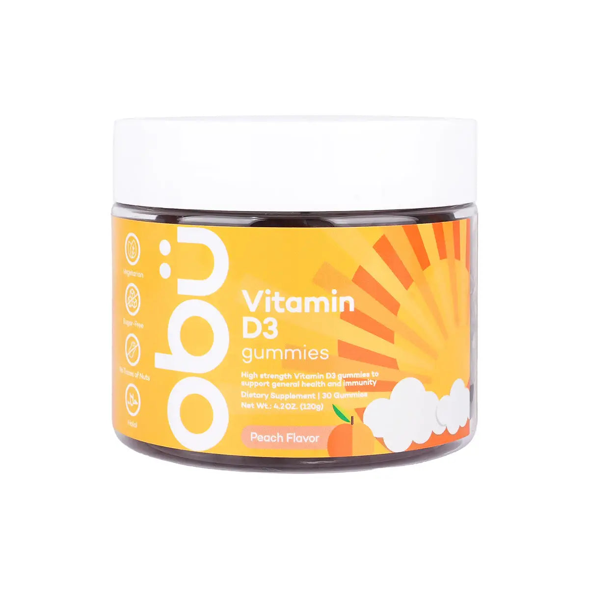 1-Obu Vitamin D3 30 Gummies - Peach Flavor