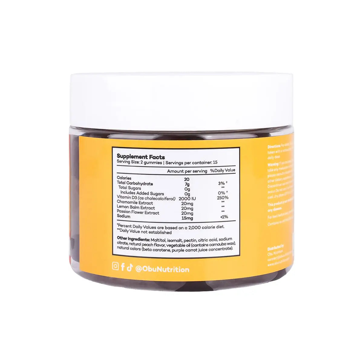 2-Obu Vitamin D3 30 Gummies - Peach Flavor +1