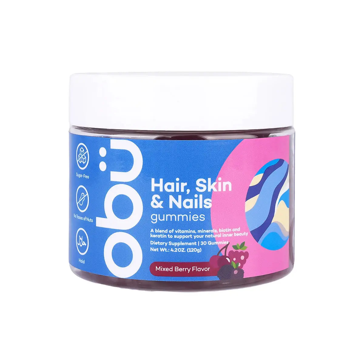 1-Obu Hair,Skin & Nails Mixed 30 Gummies - Berry Flavor