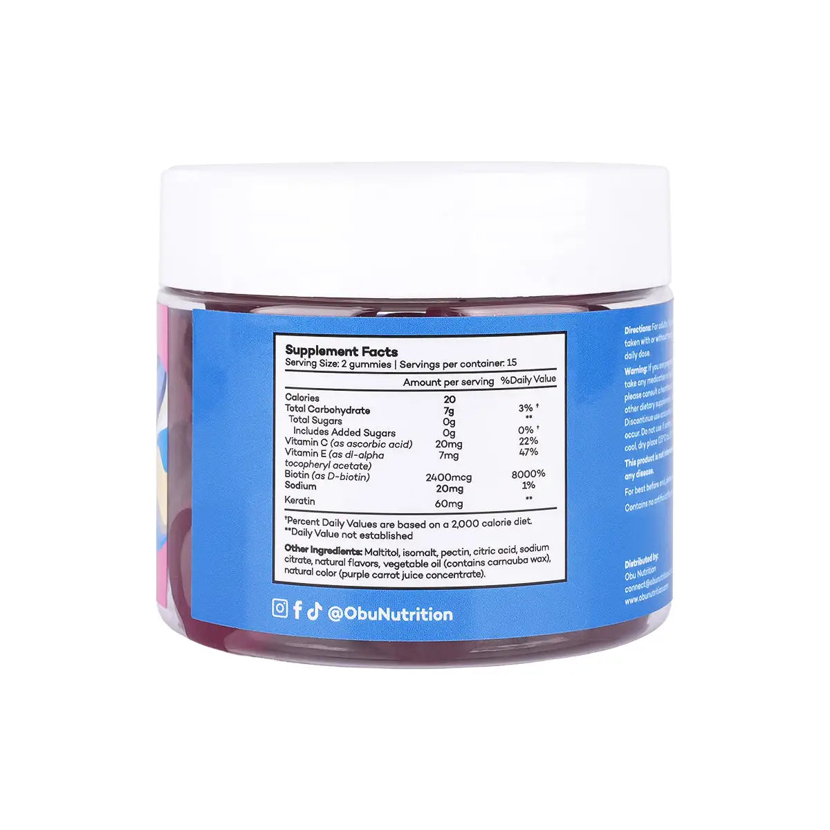 2-Obu Hair,Skin & Nails Mixed 30 Gummies - Berry Flavor +1