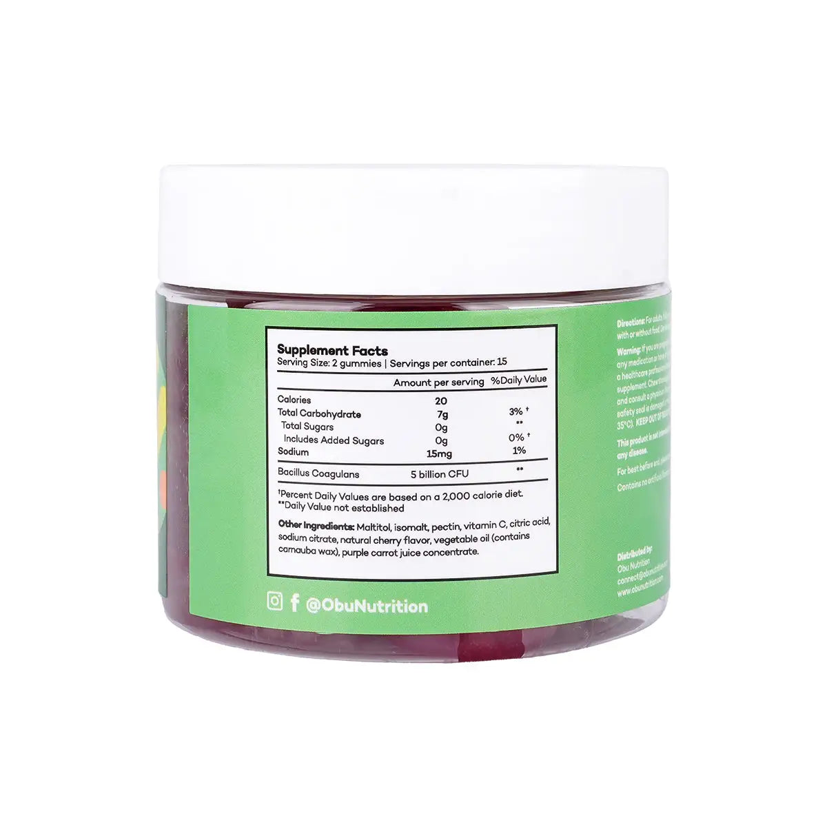 2-Obu Probiotic 30 Gummies - Cherry Flavor +1