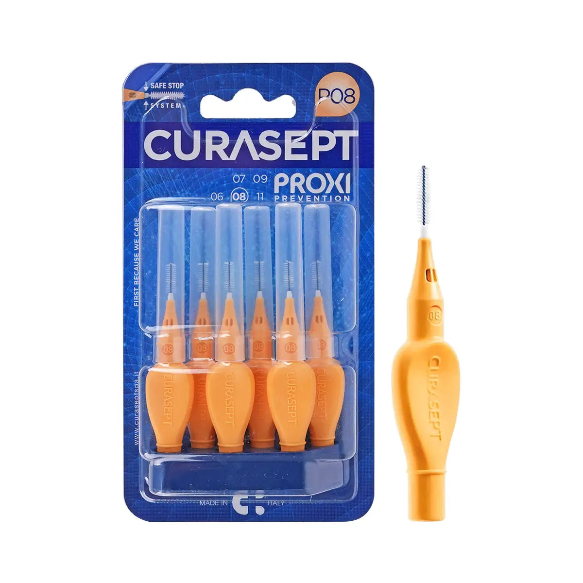 1-Curasept Proxi P08 Interdental Brush 0.8mm Light Orange 6pcs