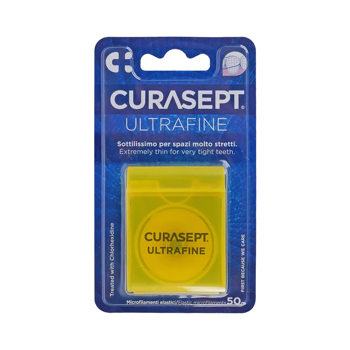 1-Curasept Dental Floss Unwaxed with Chlorhexidine-Ultrafine