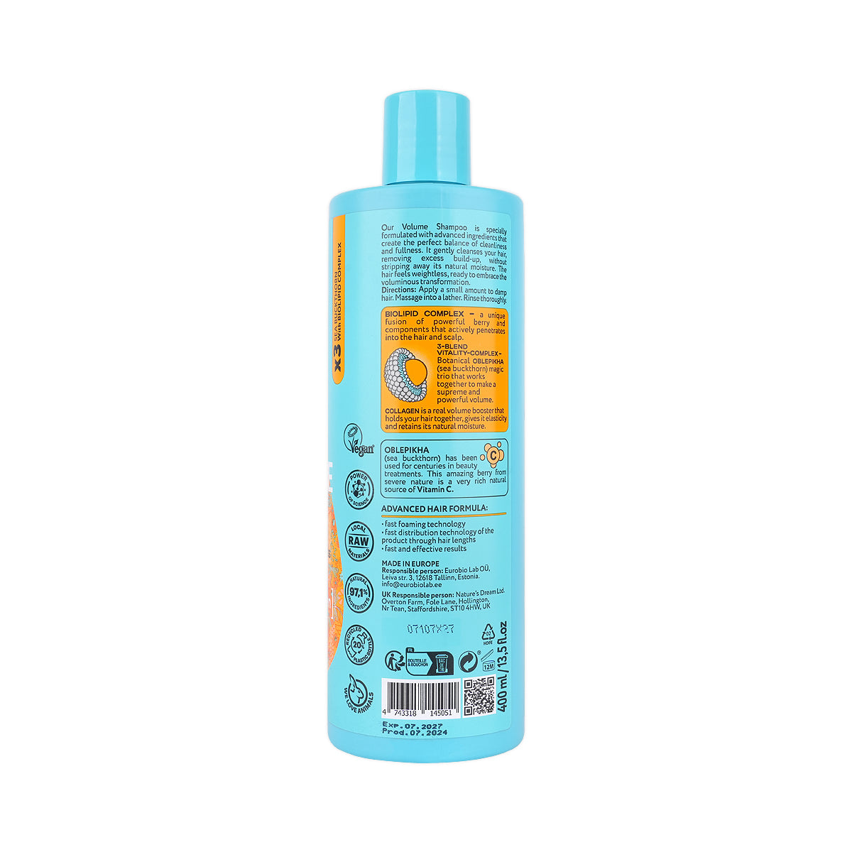 59878-Natura Siberica Oblepikha Volume Collagen Shampoo 400mL +2