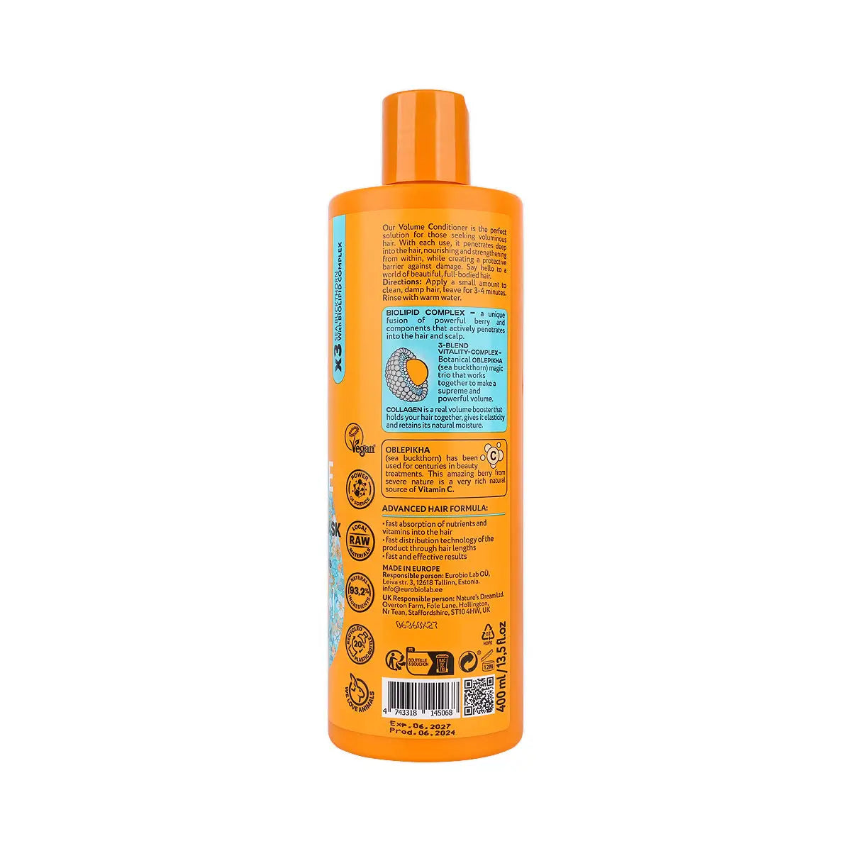59879-Natura Siberica Oblepikha Volume 2in1 Conditioner Mask 400mL +2