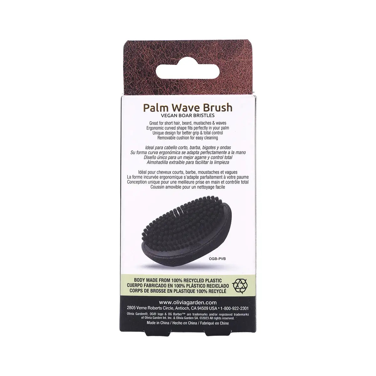 2-Olivia Garden Barber Palm Wave Brush - 725 - Ogbpvb +1