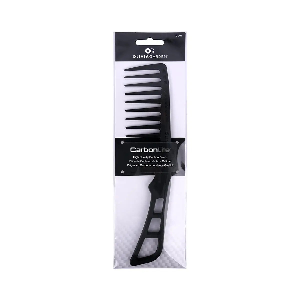 59915-Olivia Garden CarbonLite Wide Tooth Comb with Handle-730-CL6