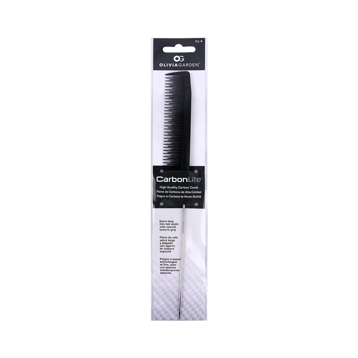 59917-Olivia Garden CarbonLite Metal Tail Teasing Comb - 730-CL4