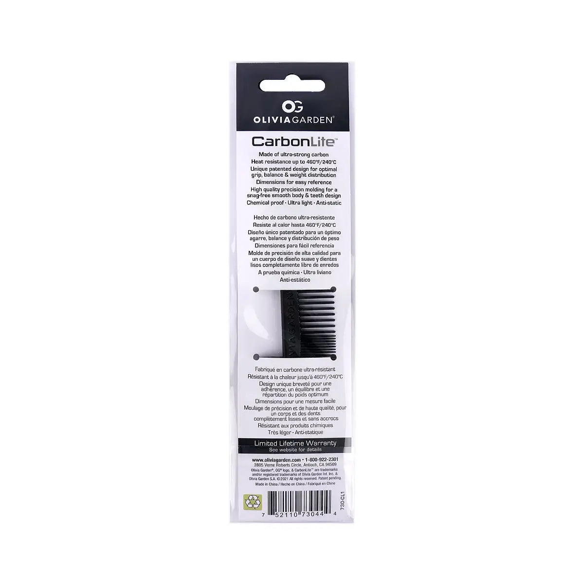 59918-Olivia Garden CarbonLite Cutting Comb - 730-CL1 +1