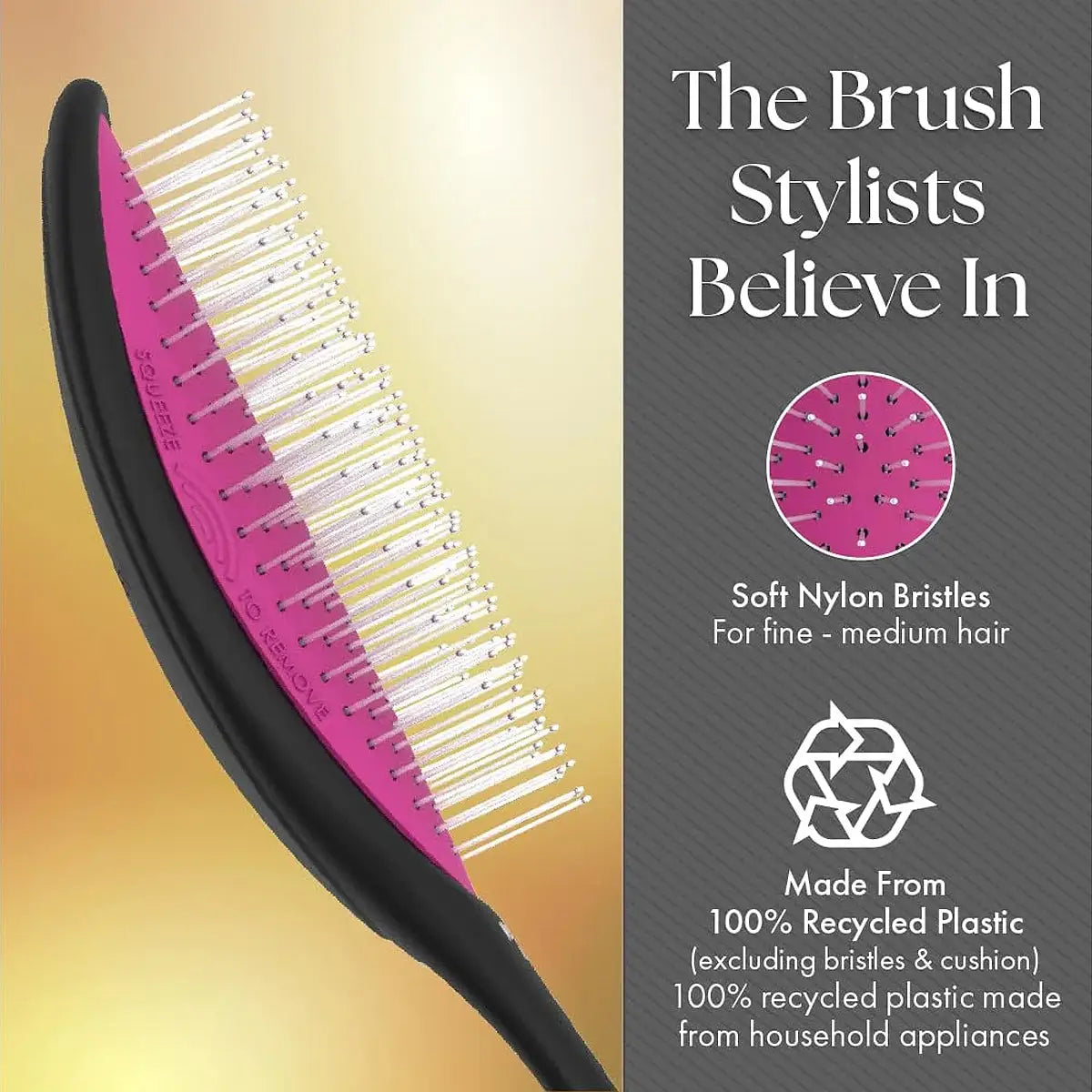 59921-Olivia Garden Detangler Fine-Medium Black Brush - 721-OGDF08 +2