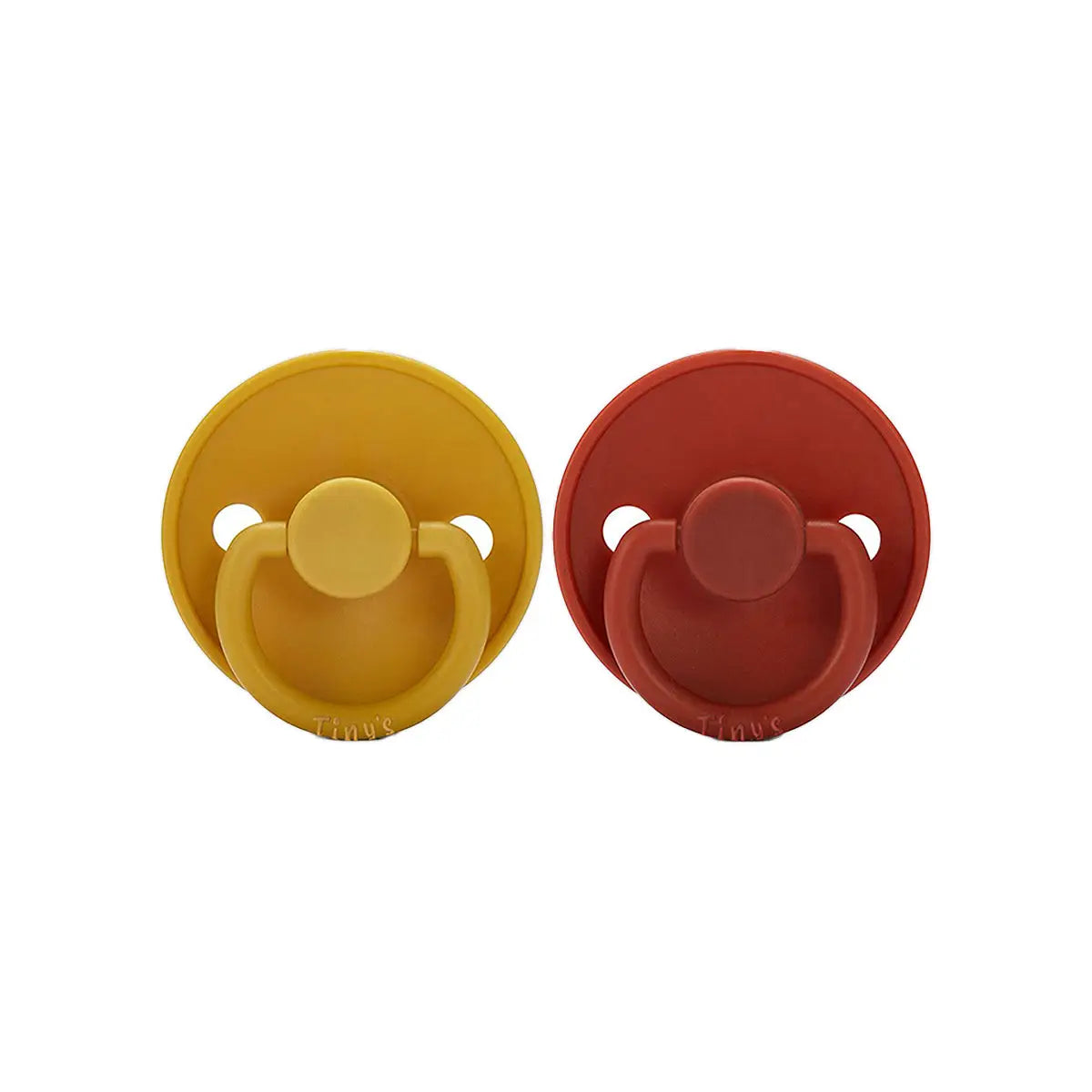 5-Tiny'S Nat.Latex Pacifier Size 1 Burgundy & Yellow 2Pcs 0-6M +4