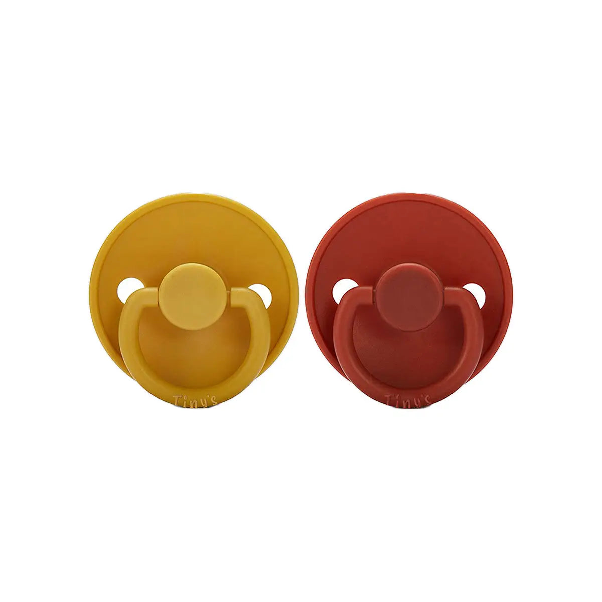 5-Tiny'S Nat.Latex Pacifier Size 2 Burgundy &Yellow 2Pcs 6-18M +4
