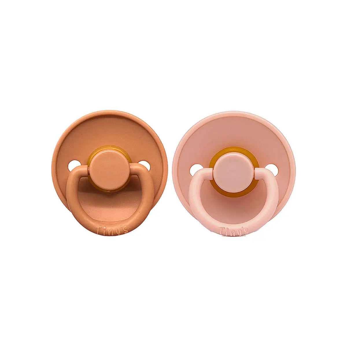 5-Tiny'S Natural Latex Pacifier Size 2 Pink & Brown 2Pcs 6-18M +4