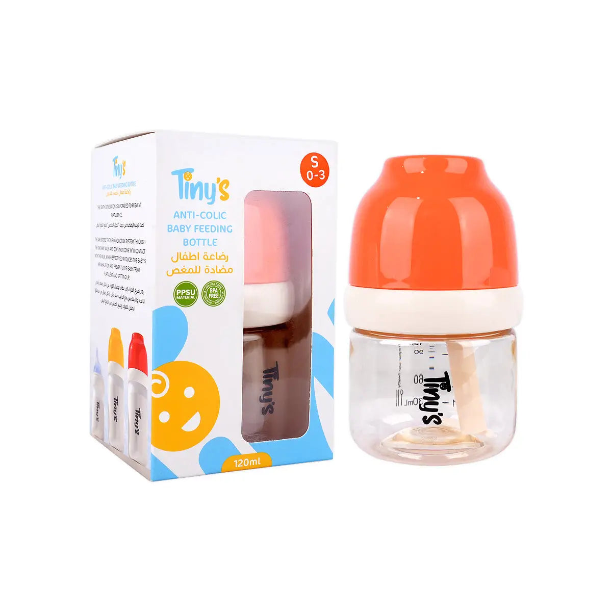 2-Tiny'S Anti-Colic Baby Feeding Bottle S(0-3) 120ml +1