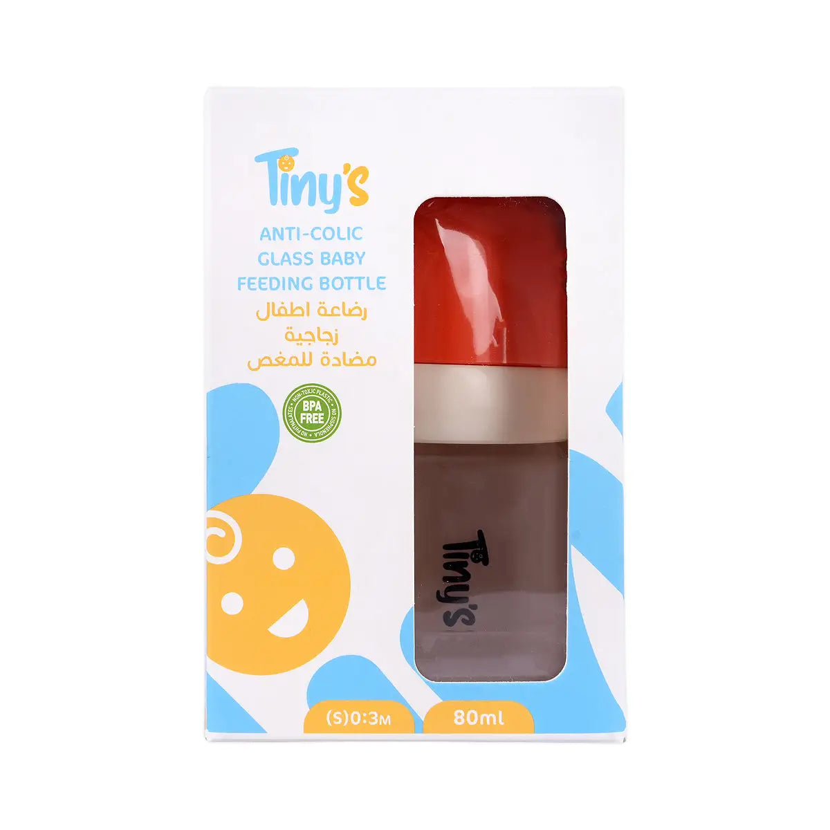 5-Tiny’S Anti-Colic Glass Baby Feeding Bottle M(3-6) 80ml +4
