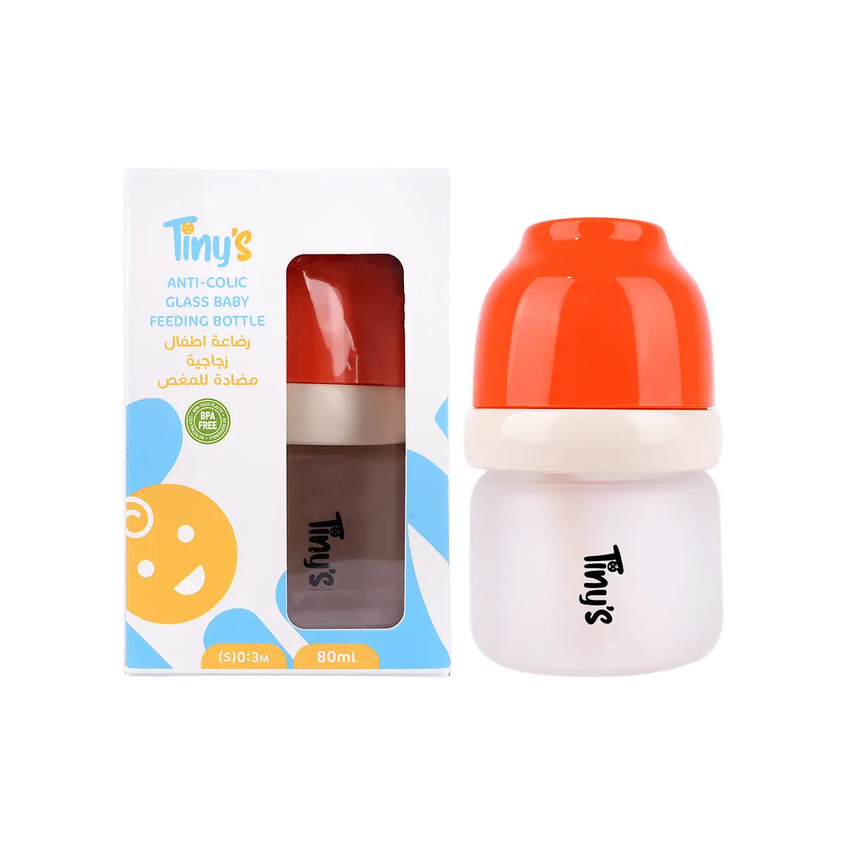 1-Tiny’S Anti-Colic Glass Baby Feeding Bottle M(3-6) 80ml