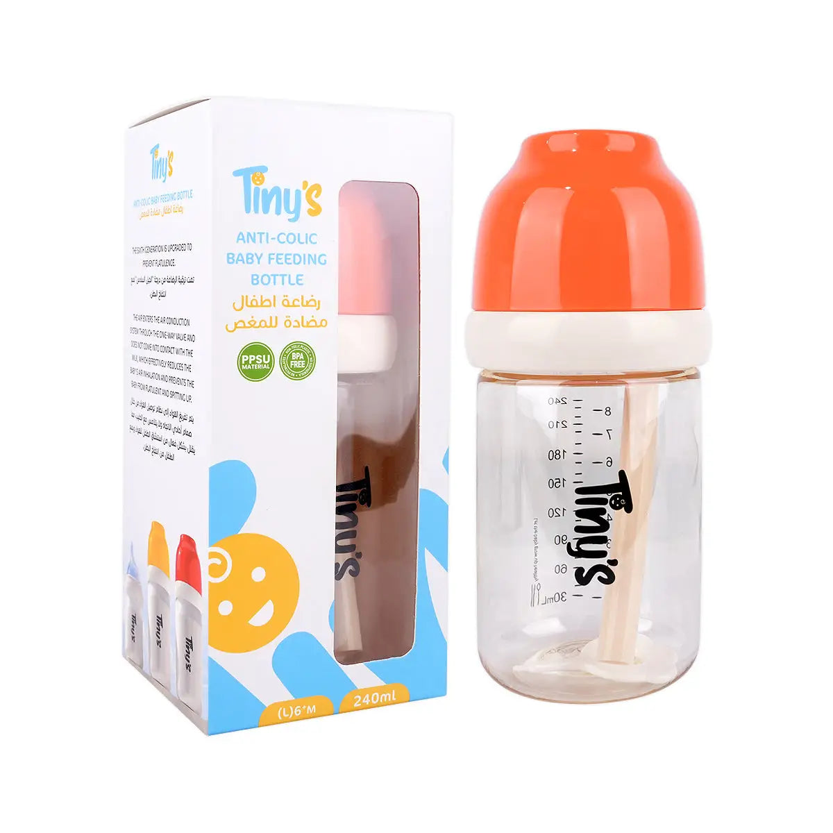 2-Tiny’S Anti-Colic Baby Feeding Bottle (L)6+M 240ml +1