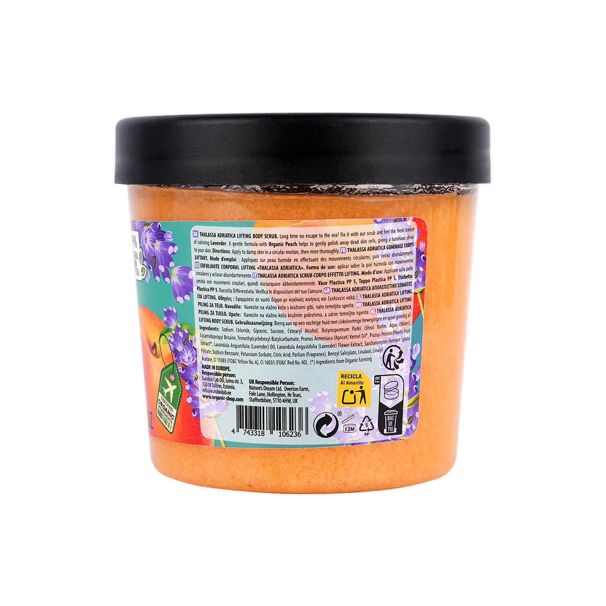 2-Organic Shop Lifting Body Scrub Peach & Lavender 300ml +1