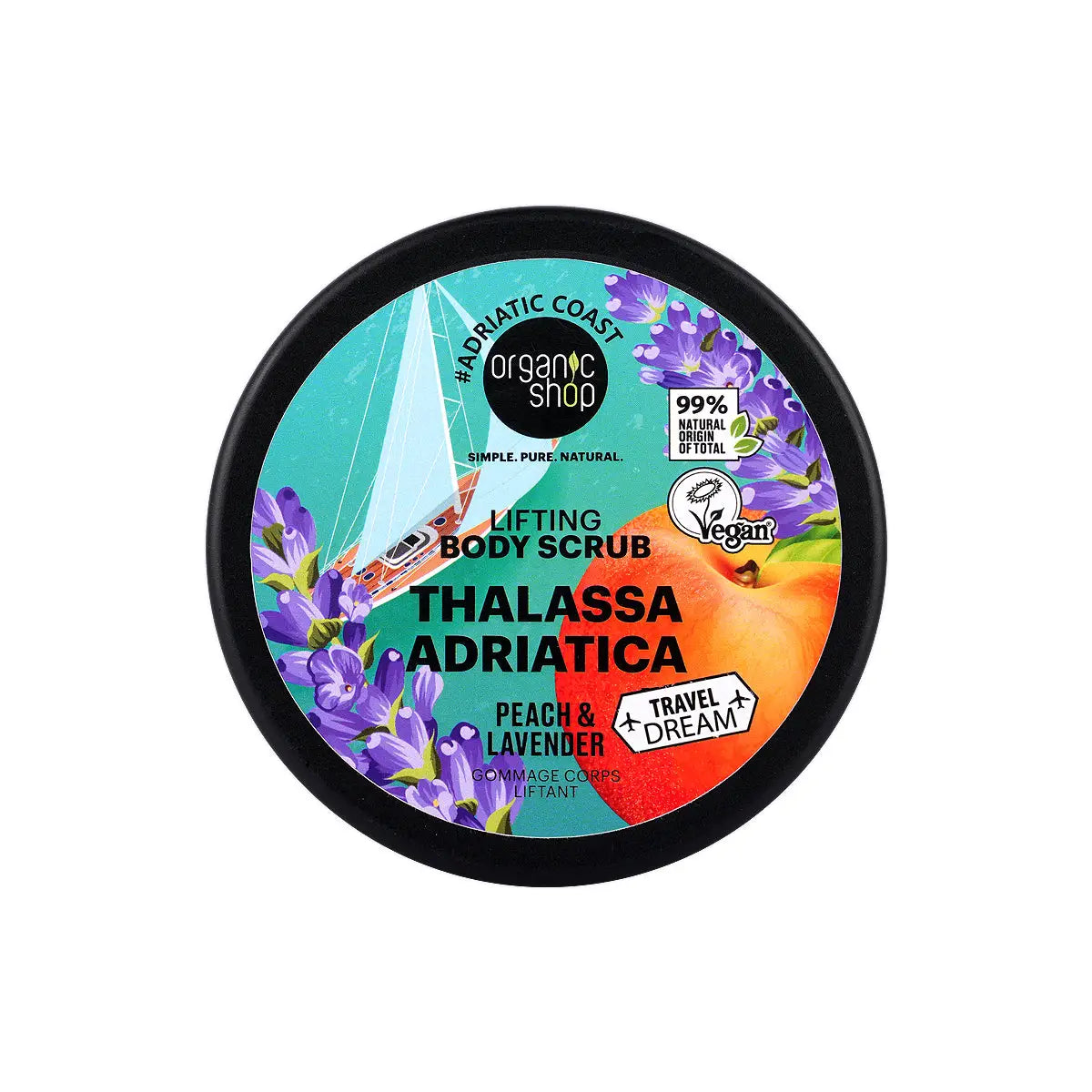 3-Organic Shop Lifting Body Scrub Peach & Lavender 300ml +2