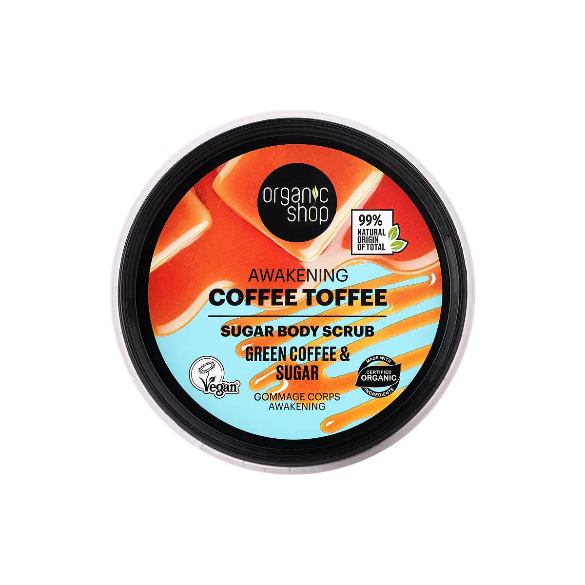 3-Organic Shop Sugar Body Scrub Green Coffee & Sugar 250ml +2