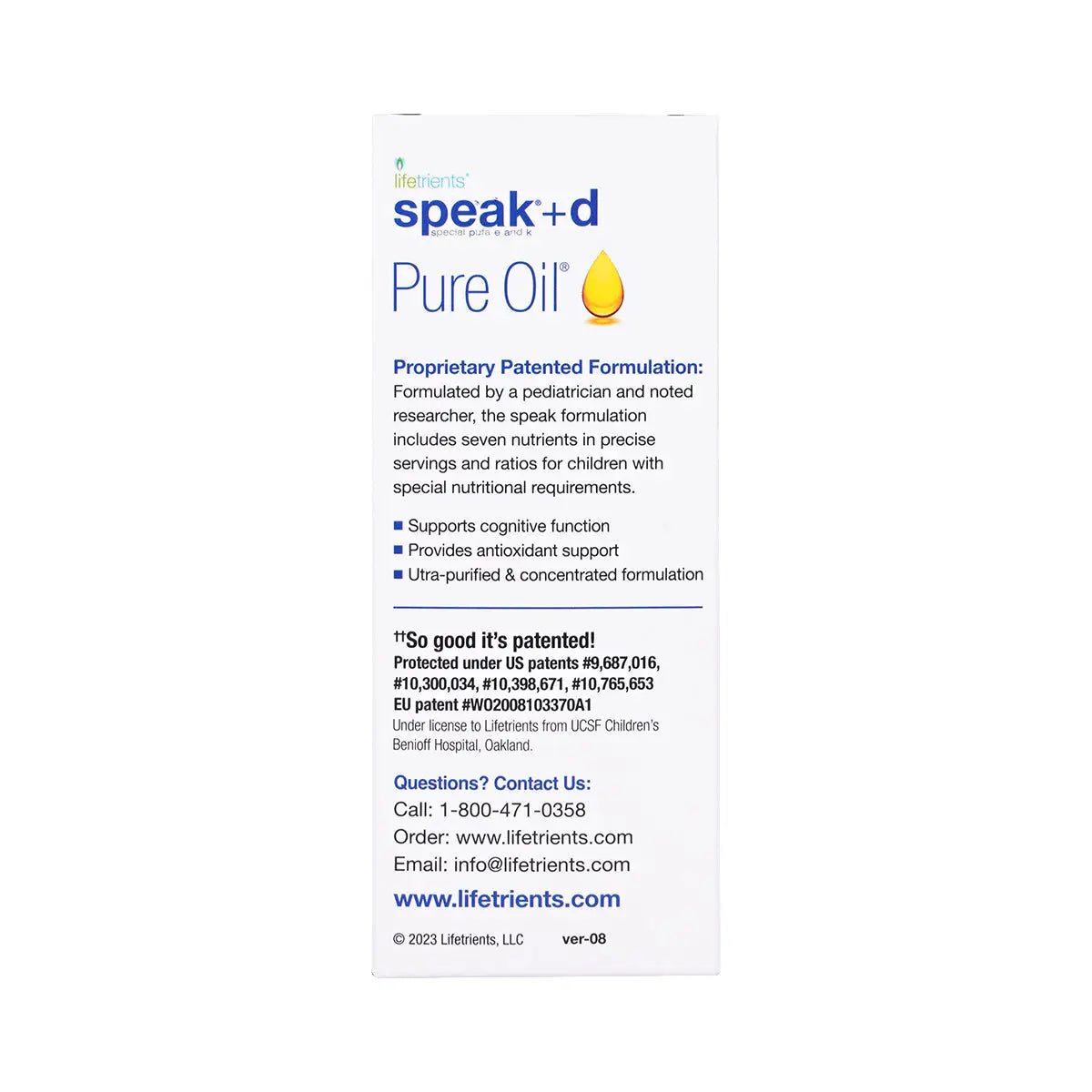 5-Lifetrients Speak+D Pure Oil 120ml +4