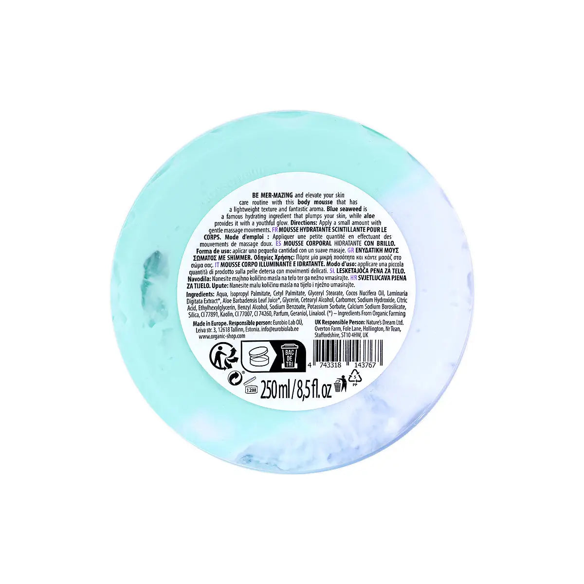 4-Organic Shop Moisturising S.Body Mousse Mermaid Beauty 250mL +3