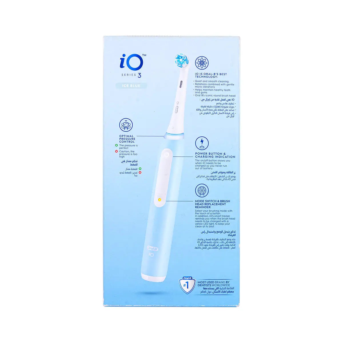 3-Oral-B iO Series 3 Rechargeable Toothbrush-Ice Blue +2