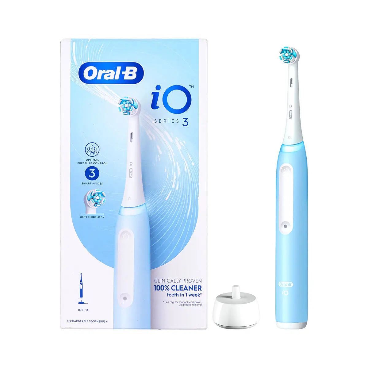 2-Oral-B iO Series 3 Rechargeable Toothbrush-Ice Blue +1