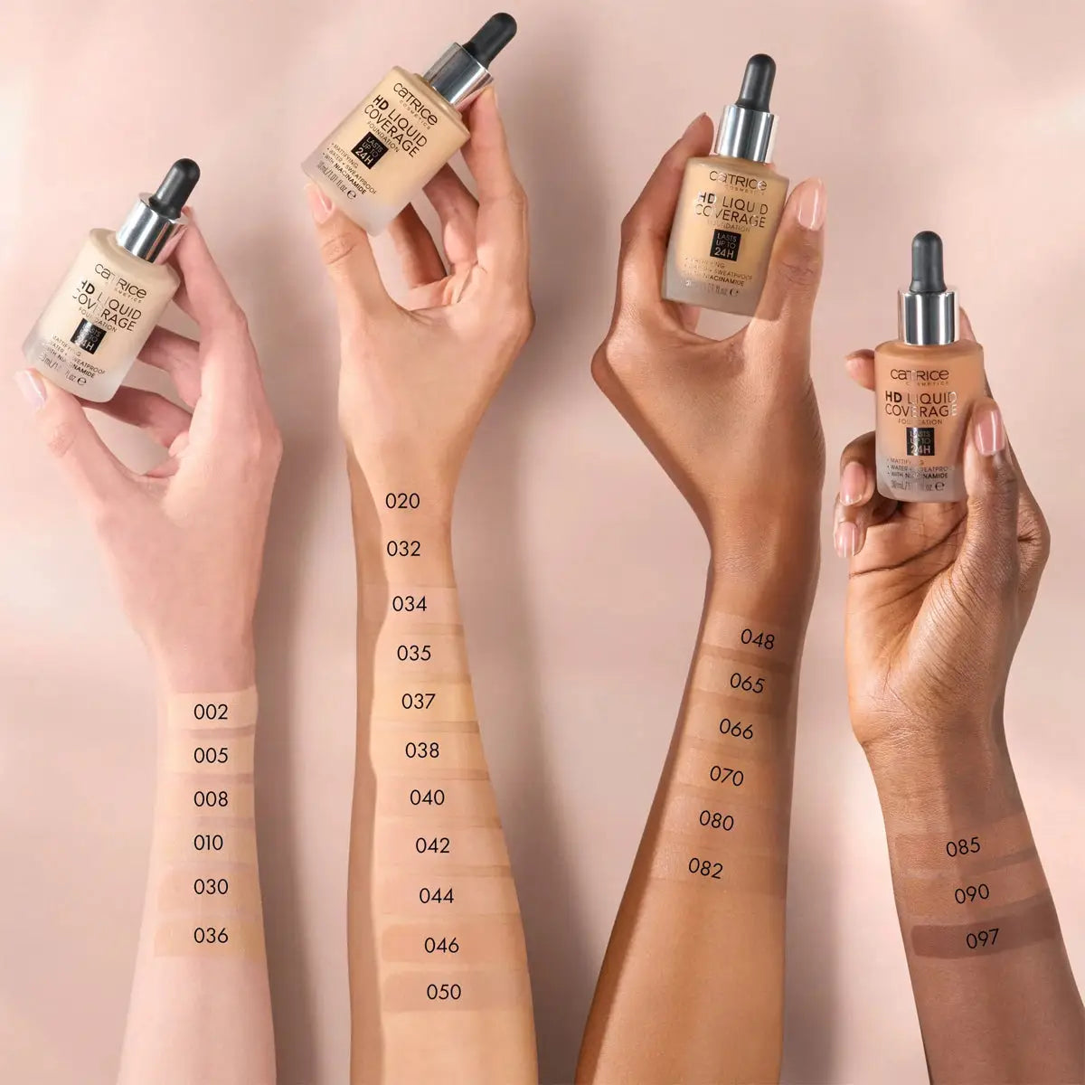 4-Catrice HD Liquid Coverage Foundation 24H-032 Nude Beige +3