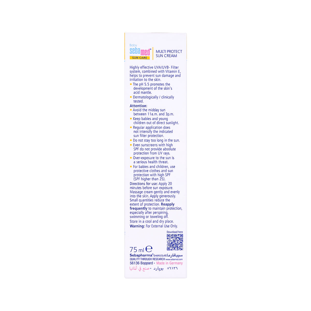 60246-Sebamed Baby Multi Protect Sun Cream SPF50 75ml +3