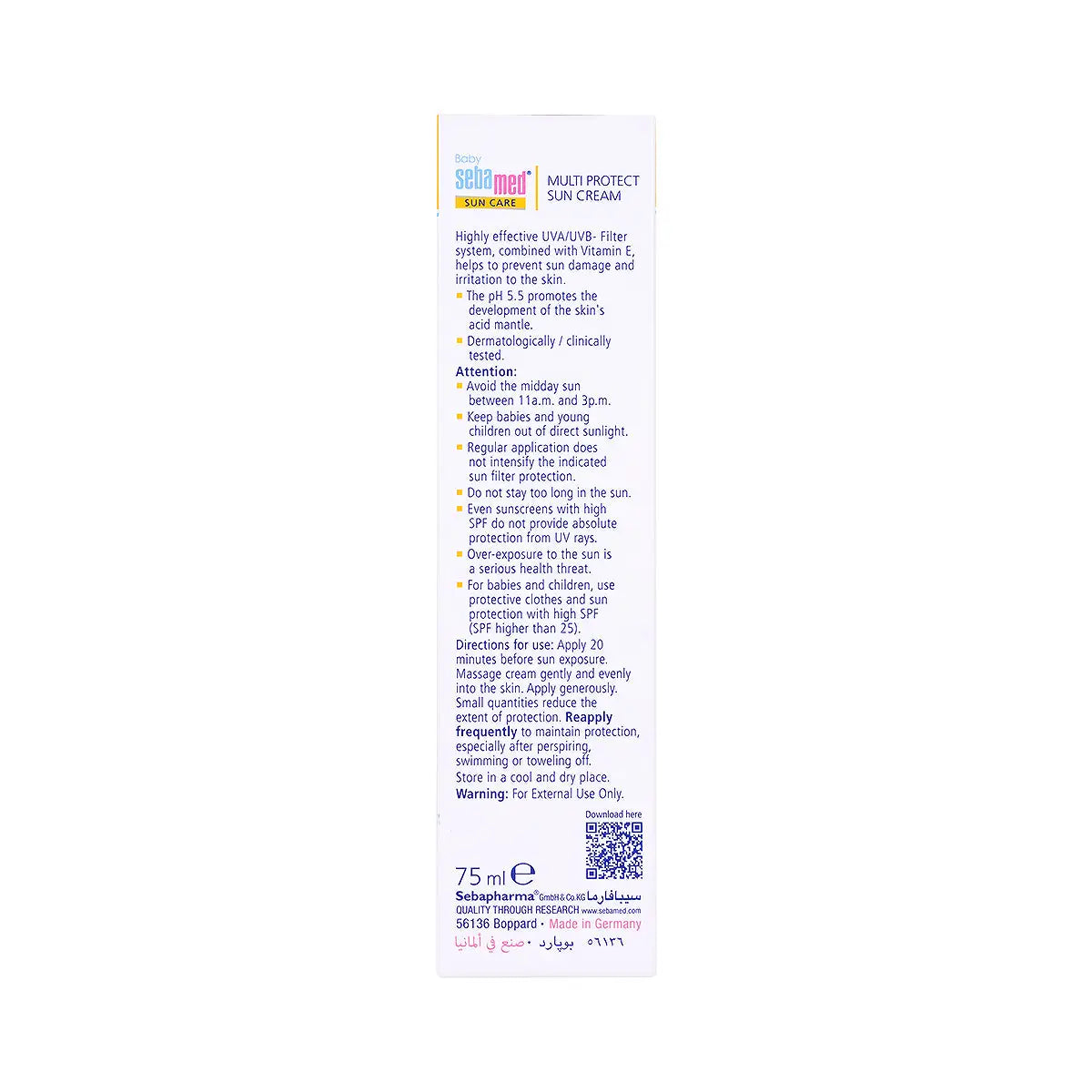 60246-Sebamed Baby Multi Protect Sun Cream SPF50 75ml +3