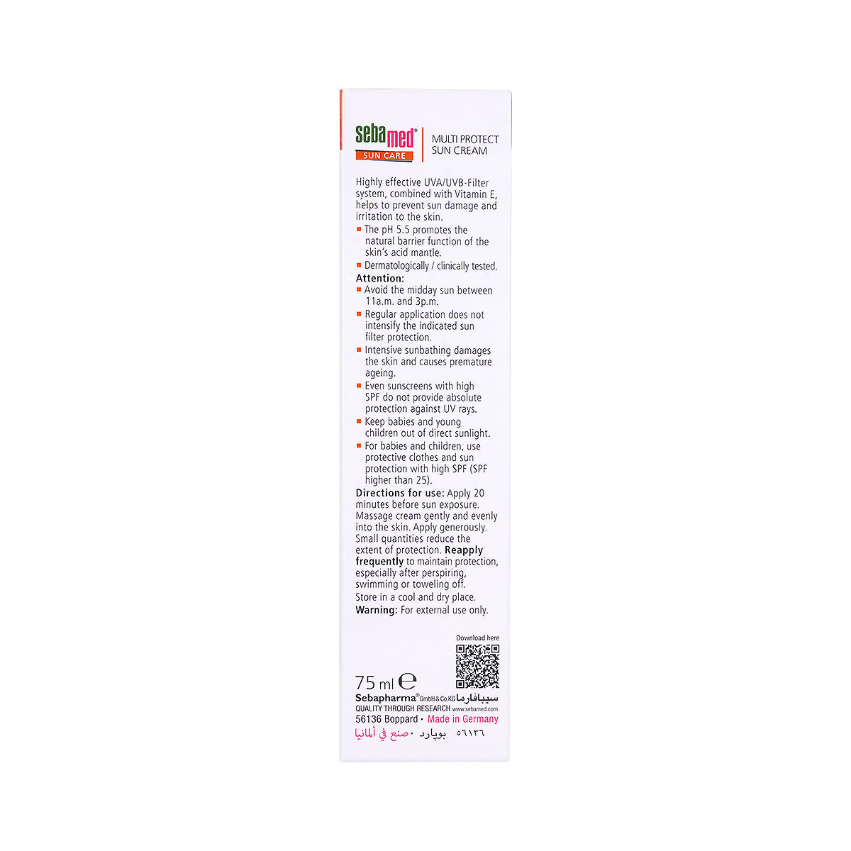60247-Sebamed Multi Protect Sun Cream SPF50 75ml +3