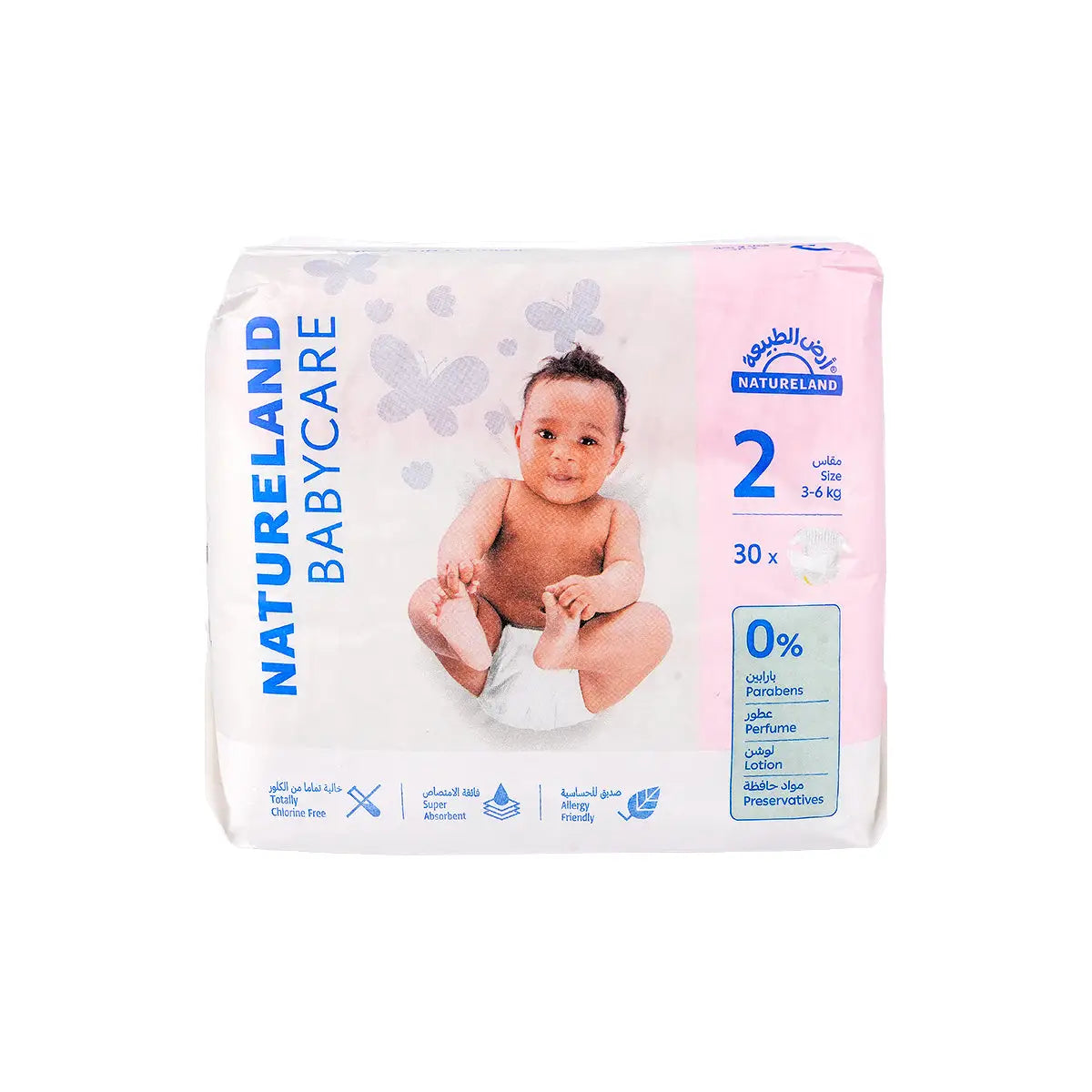 1-Natureland Baby Care Diapers No.2 (3-6kg) 30pcs