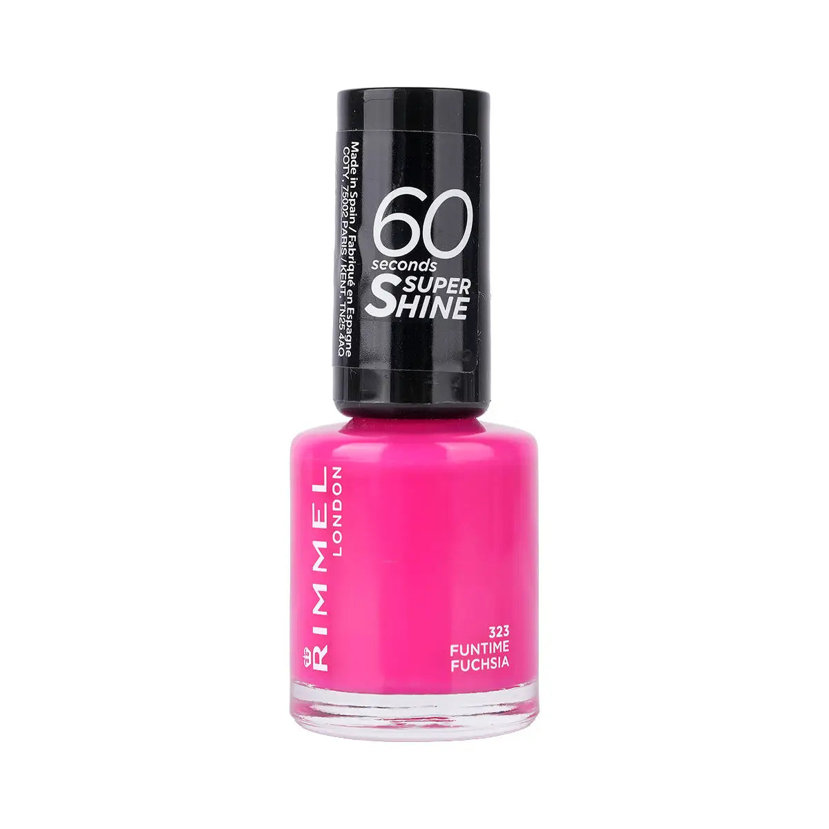 1-Rimmel 60 Seconds Super Shine Nail Polish-323 Funtime Fuchsia