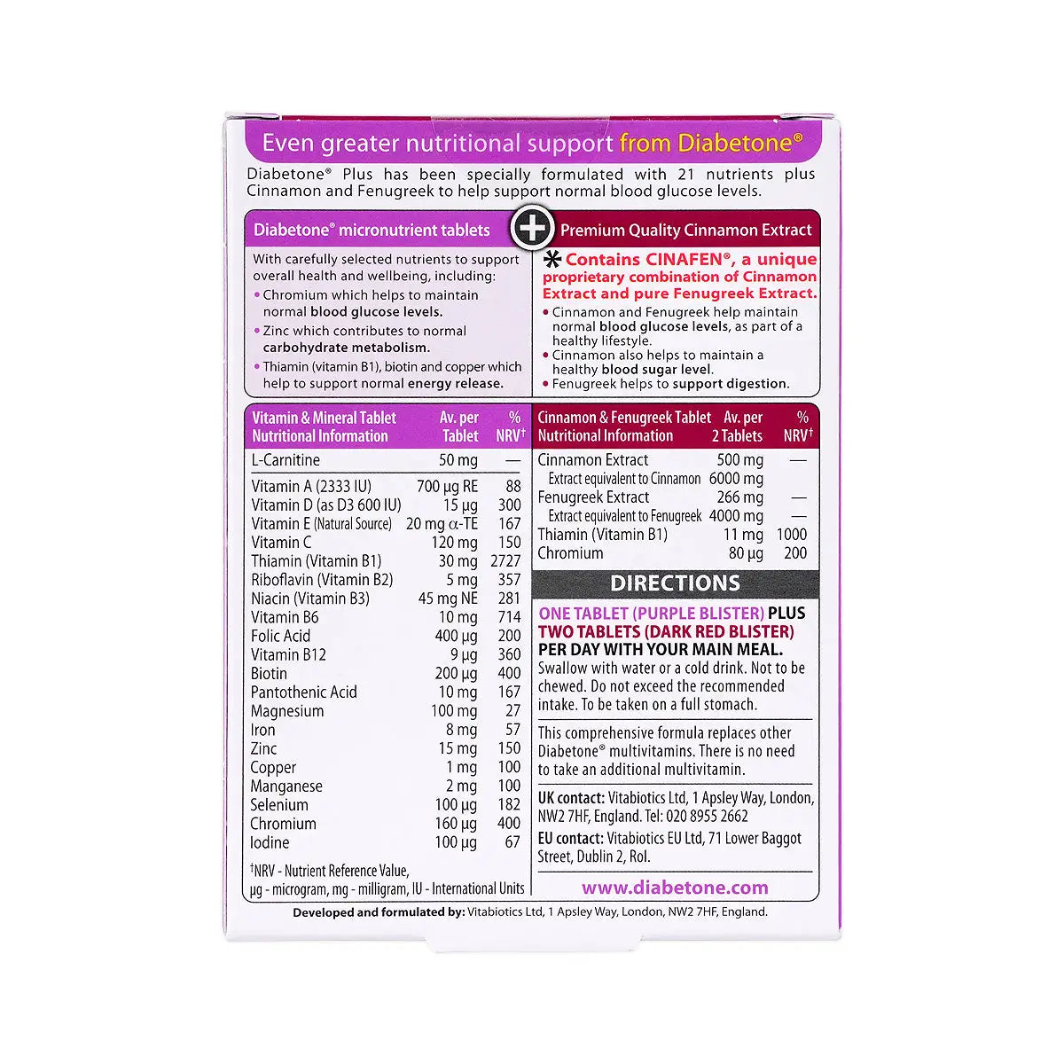 2-Vitabiotics Diabetone Plus 84 Tabs+ 1