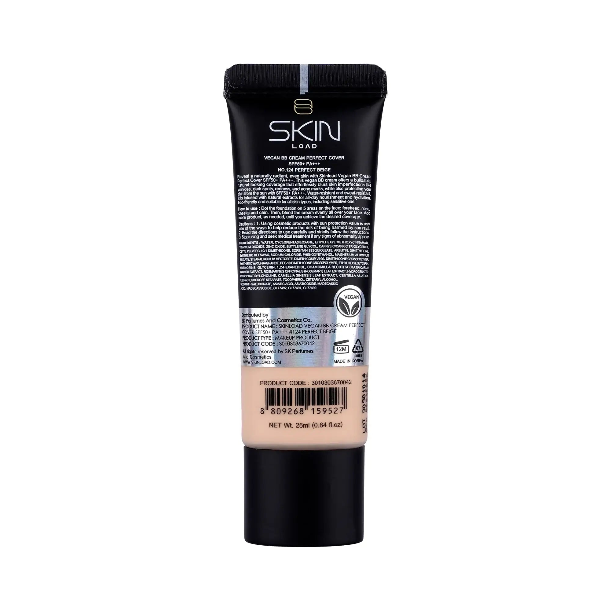 60632-Skinload Vegan BB Cream Perfect Cover SPF50+25ml 124-Perfect Beige +1