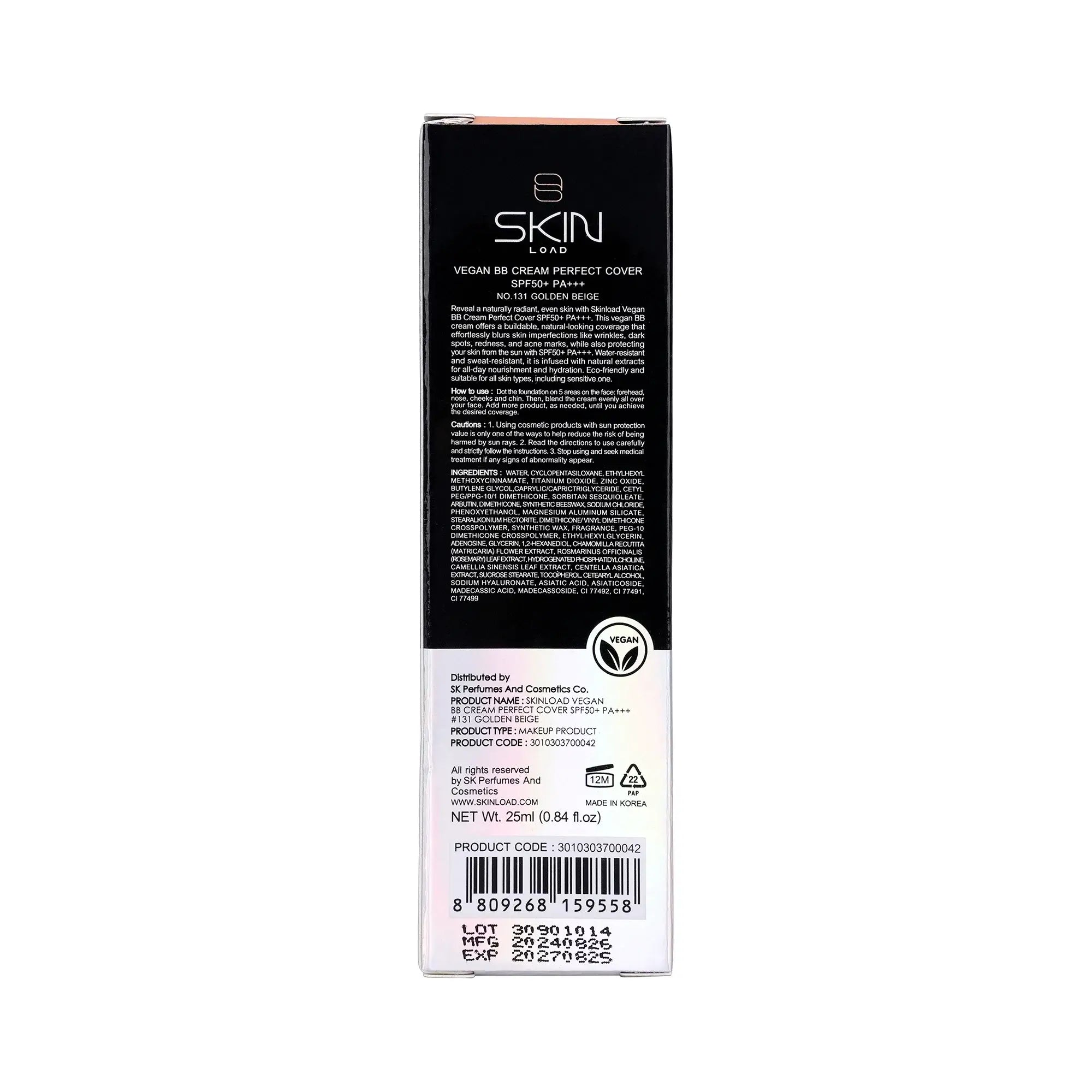 60635-Skinload Vegan BB Cream Perfect Cover SPF50+ 25ml 131-Golden Beige +7