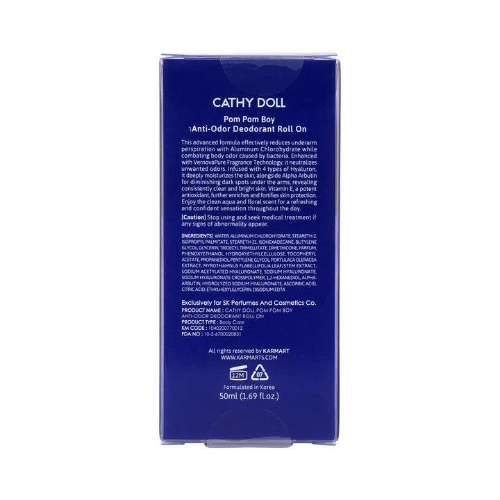 60643-Cathy Doll Pom Pom Boy Anti-Odor Deodorant Roll On 50mL +2