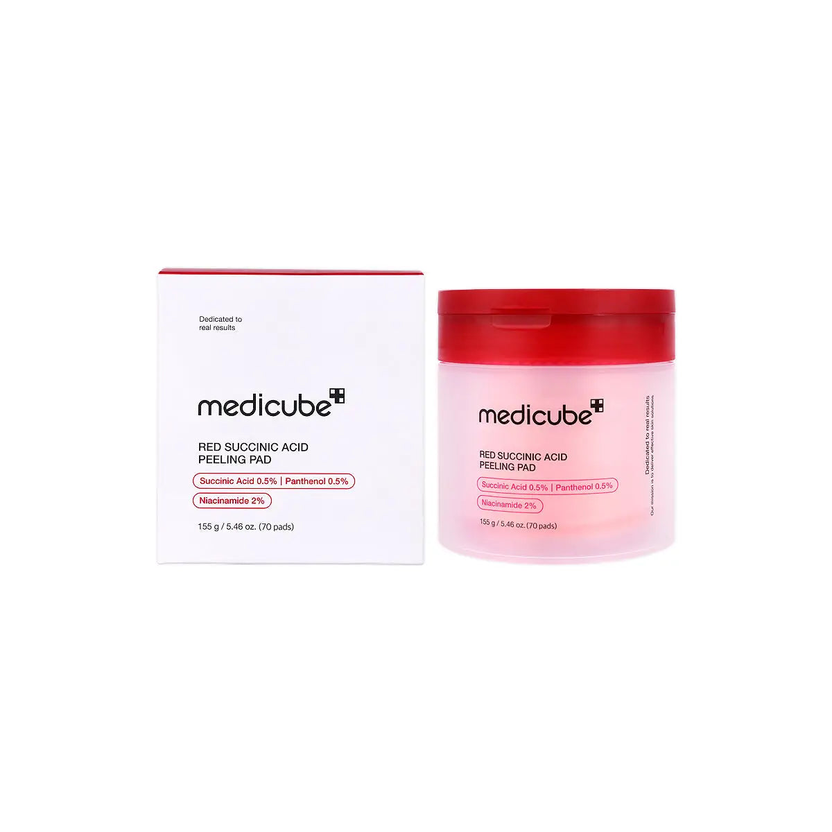 2-Medicube Red Succinic Acid Peeling Pads 70 Pads +1