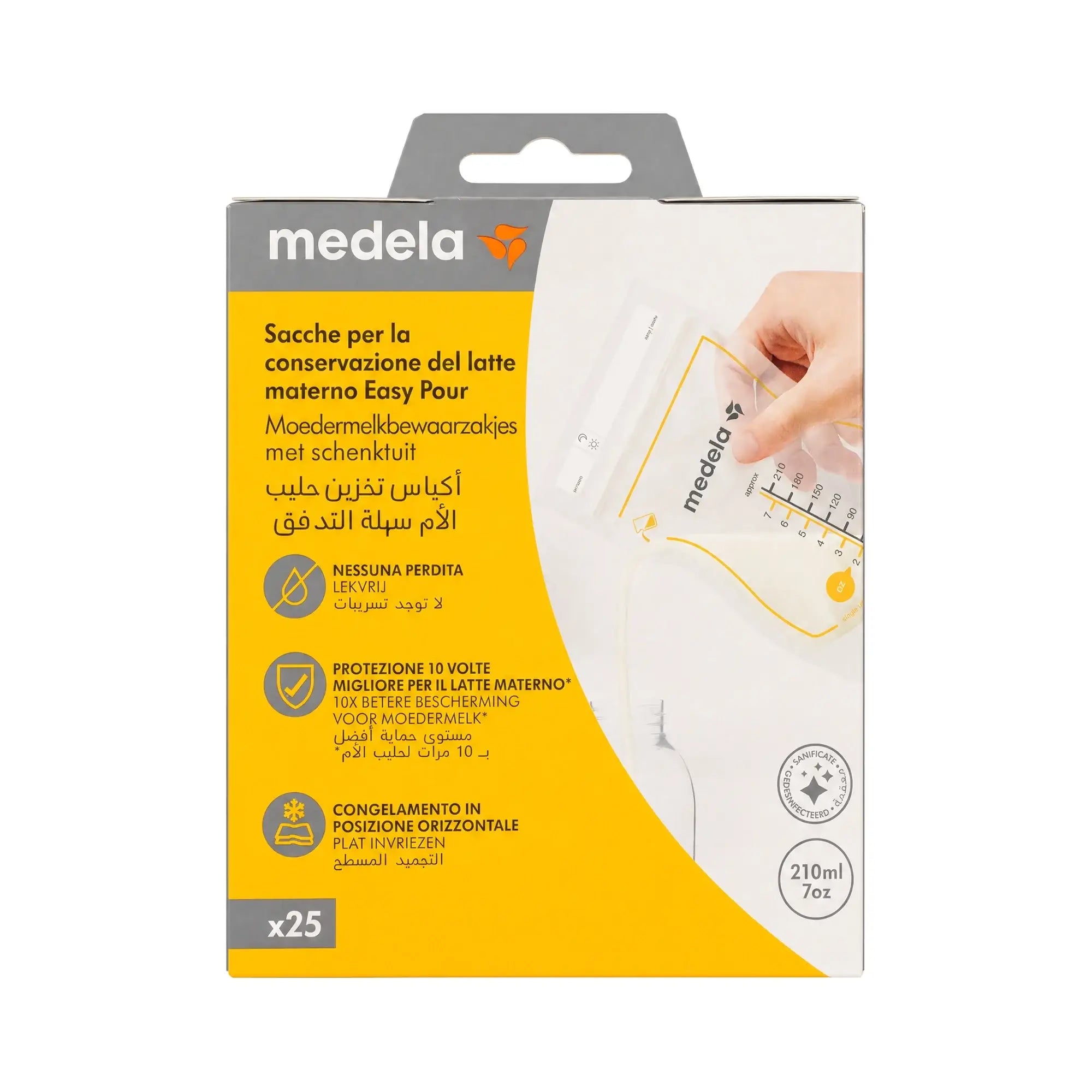60738-Medela Easy Pour Breast Milk Storage Bags 25X210ml +1