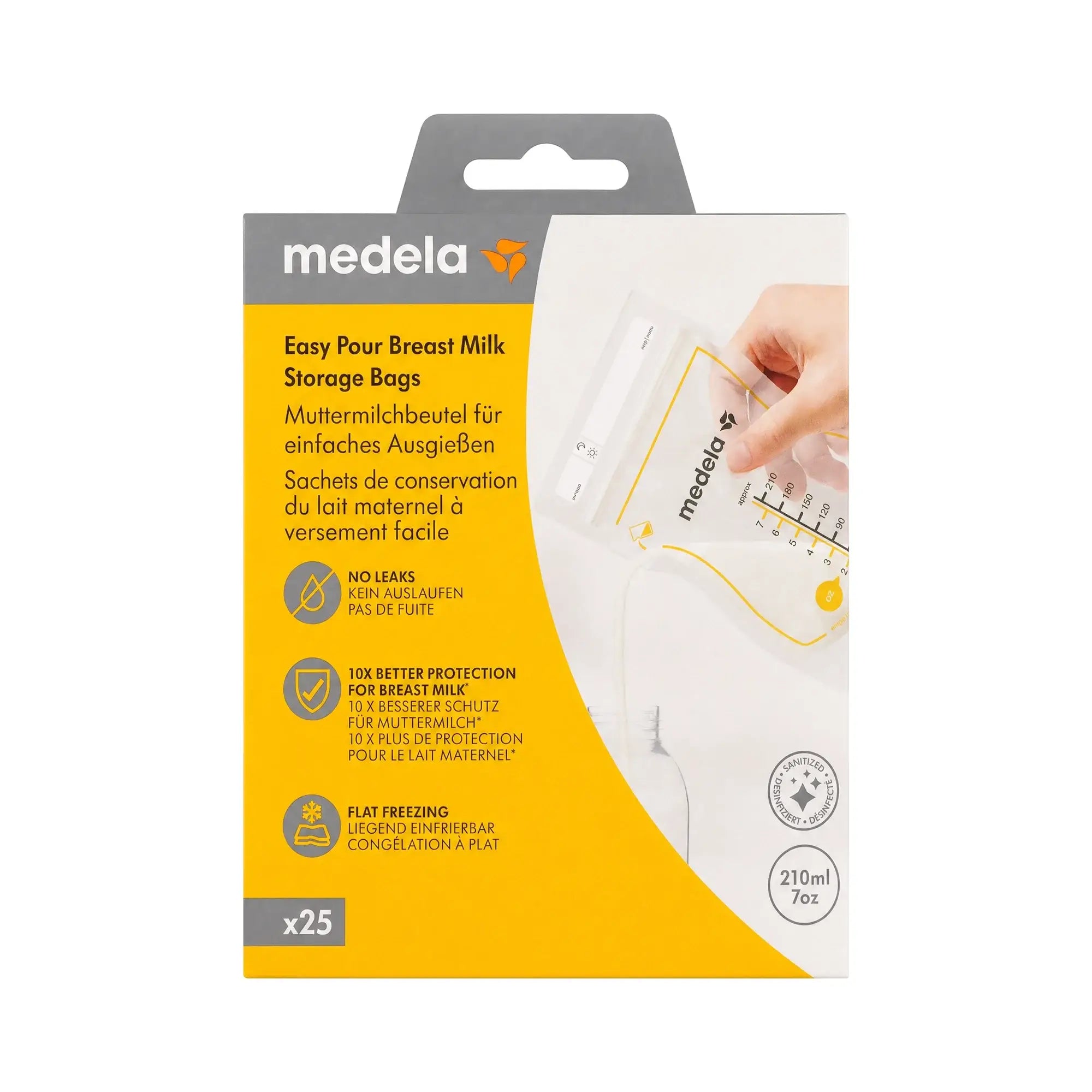 60738-Medela Easy Pour Breast Milk Storage Bags 25X210ml +2