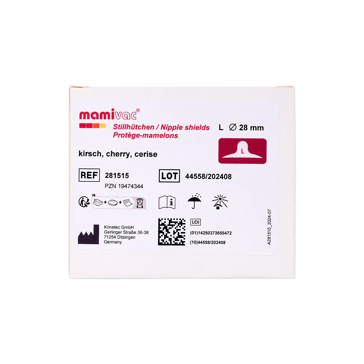mamivac Nipple Shields Cherry Shape 28mm - L (Box/2pcs)
