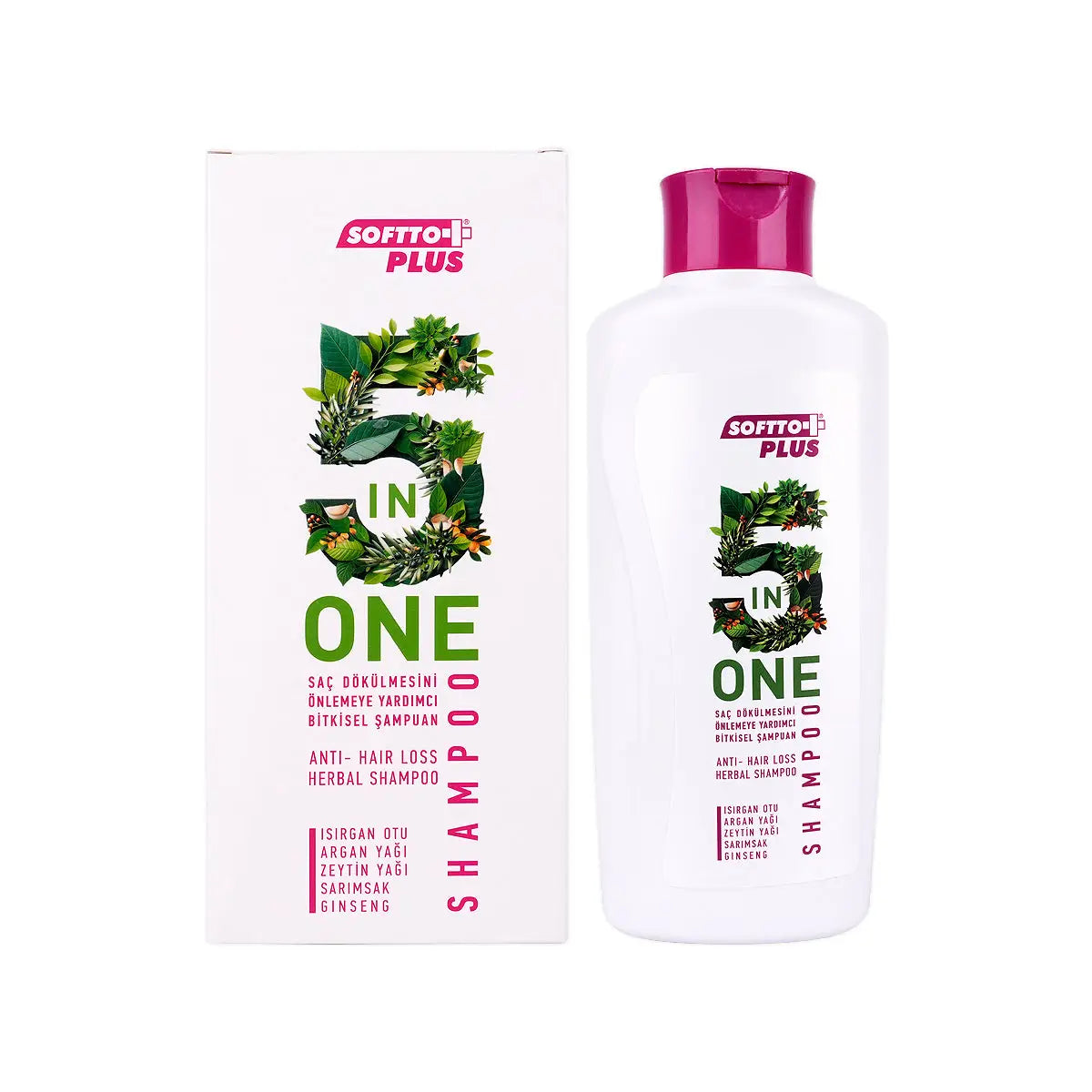 3-Softto Plus 5 In 1 Anti Hair Loss Herbal Shampoo 300mL +2