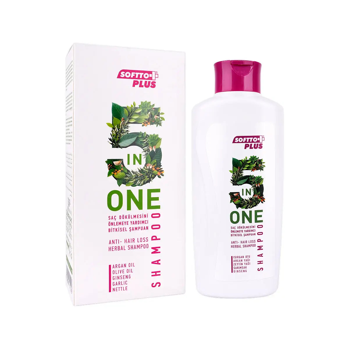 4-Softto Plus 5 In 1 Anti Hair Loss Herbal Shampoo 300mL +3
