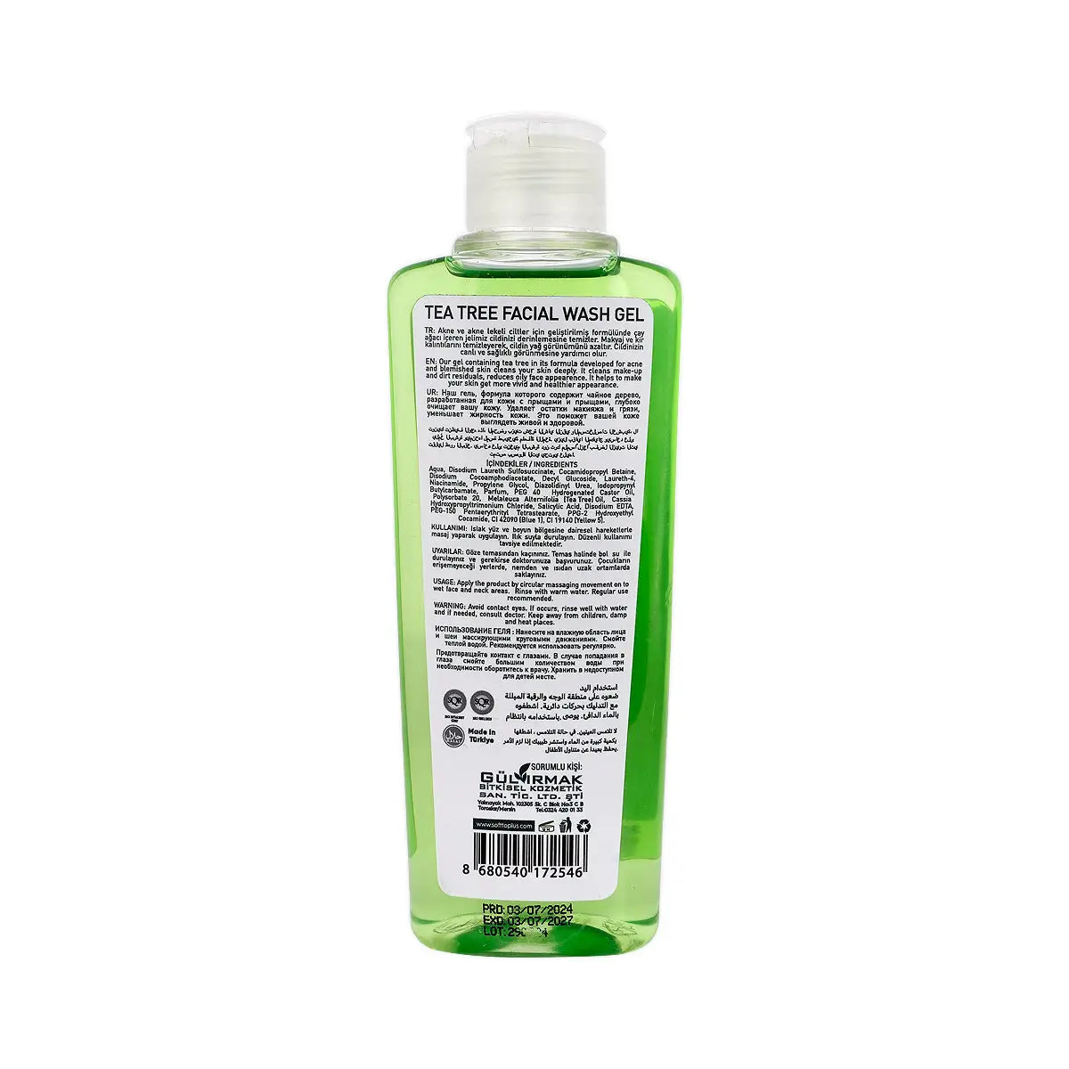 3-Softto Plus Pure Tea Tree Facial Wash Gel 200mL +2