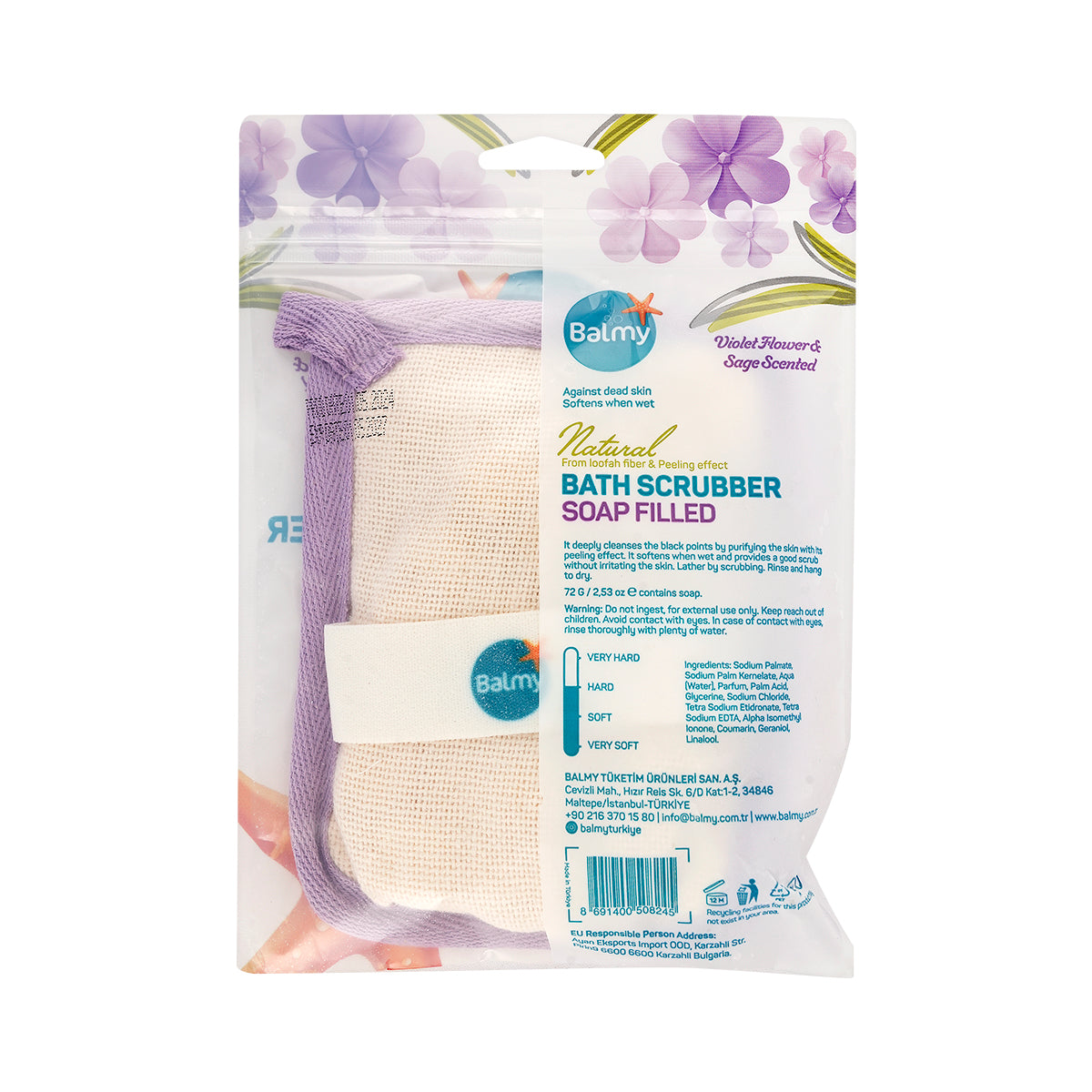 2-Balmy Natural Soap Filled Bath Scrubber +1