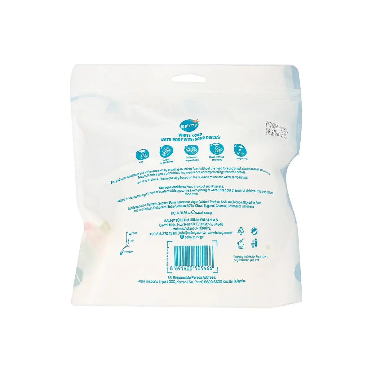 2-Balmy Bath Pouf With White Soap Pieces +1