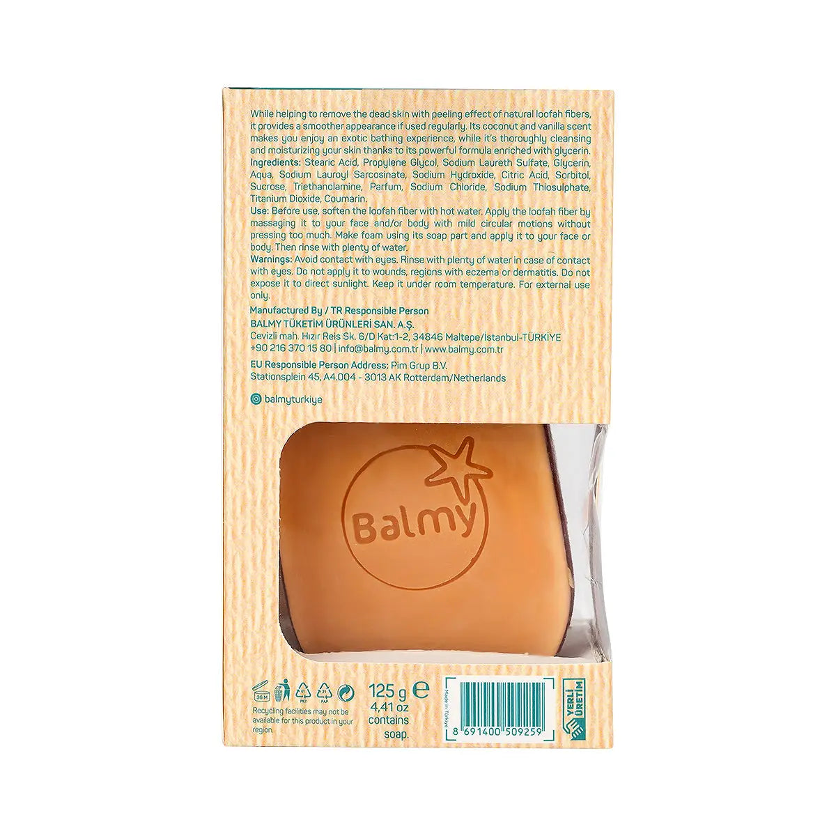 5-Balmy Soap With Natural Loofah 125g-F.Coconut & Soft Vanilla +4